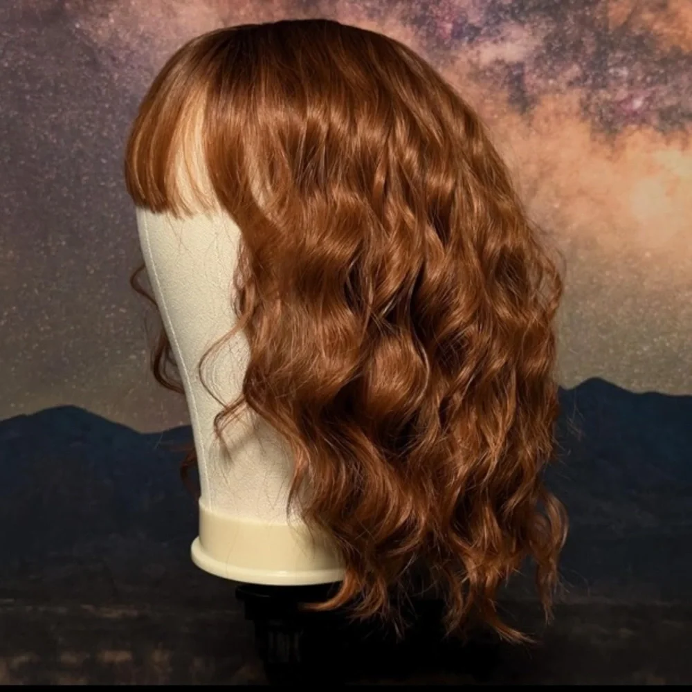 Auburn short wavy wig with bangs 14 inch - Picture 5 of 9